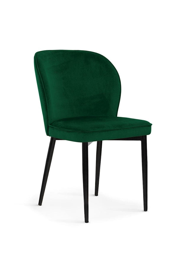 Atreve Scaun tapitat cu stofa si picioare metalice, Aine Velvet Verde / Negru, l54xA60xH87 cm