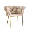 Bright Furniture Scaun tapitat cu stofa si picioare metalice, Ayann Velvet Bej / Auriu, l77xA59xH78 cm