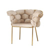 Bright Furniture Scaun tapitat cu stofa si picioare metalice, Ayann Velvet Bej / Auriu, l77xA59xH78 cm
