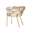 Bright Furniture Scaun tapitat cu stofa si picioare metalice, Ayann Velvet Bej / Auriu, l77xA59xH78 cm