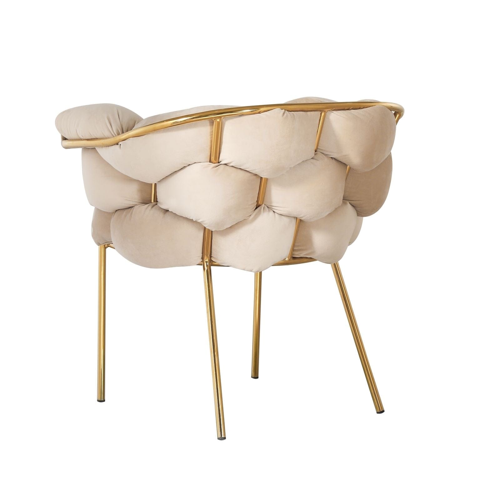 Bright Furniture Scaun tapitat cu stofa si picioare metalice, Ayann Velvet Bej / Auriu, l77xA59xH78 cm