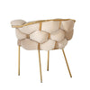 Bright Furniture Scaun tapitat cu stofa si picioare metalice, Ayann Velvet Bej / Auriu, l77xA59xH78 cm