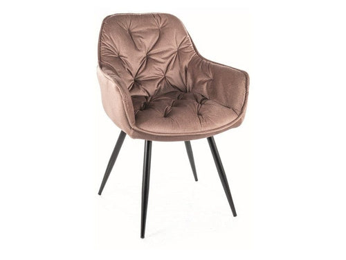 Scaun tapitat cu stofa si picioare metalice Clyde Monolith Velvet Bej / Negru Mat, l57xA58xH87 cm