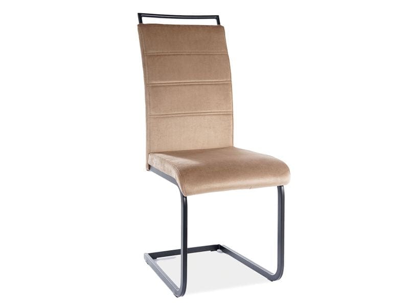 Scaun tapitat cu stofa si picioare metalice, Han-441 Velvet Bej / Negru, l41xA42xH102 cm (2)