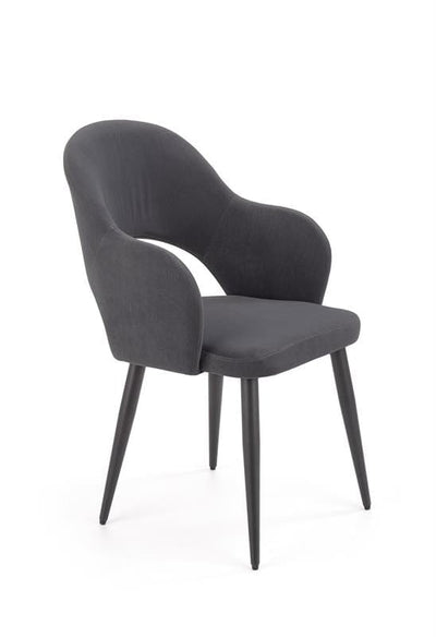 Halmar Scaun tapitat cu stofa si picioare metalice, Kai-364 Velvet Gri / Negru, l55xA55xH88 cm