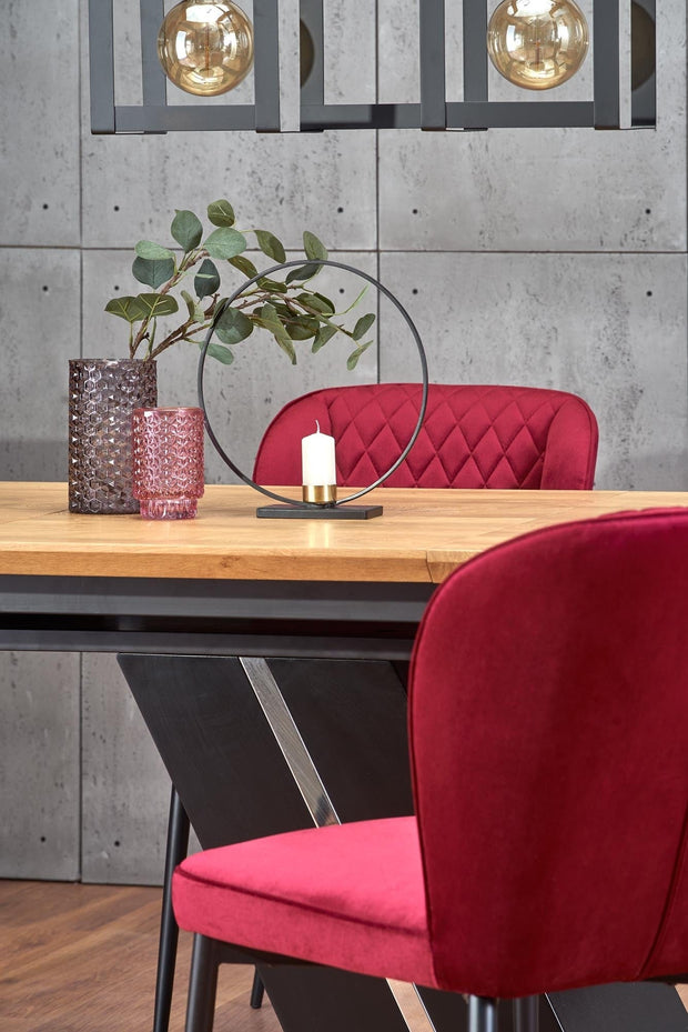 Halmar Scaun tapitat cu stofa si picioare metalice Kai-399 Velvet Bordeaux / Negru, l50xA60xH84 cm