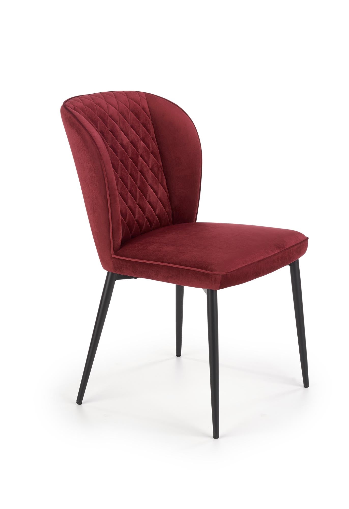 Halmar Scaun tapitat cu stofa si picioare metalice Kai-399 Velvet Bordeaux / Negru, l50xA60xH84 cm