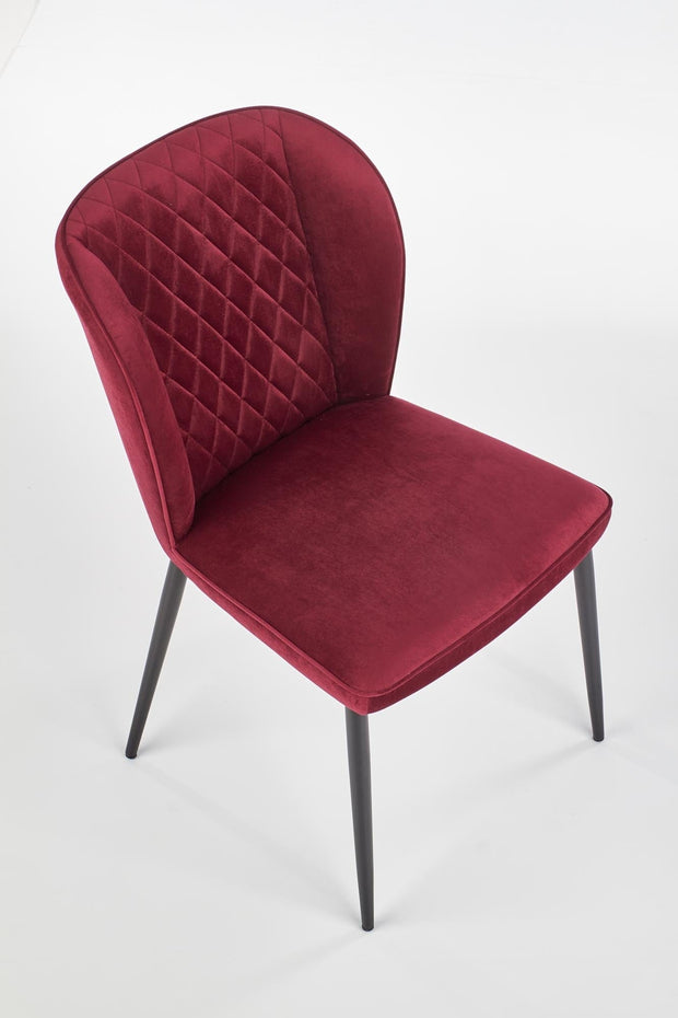 Halmar Scaun tapitat cu stofa si picioare metalice Kai-399 Velvet Bordeaux / Negru, l50xA60xH84 cm