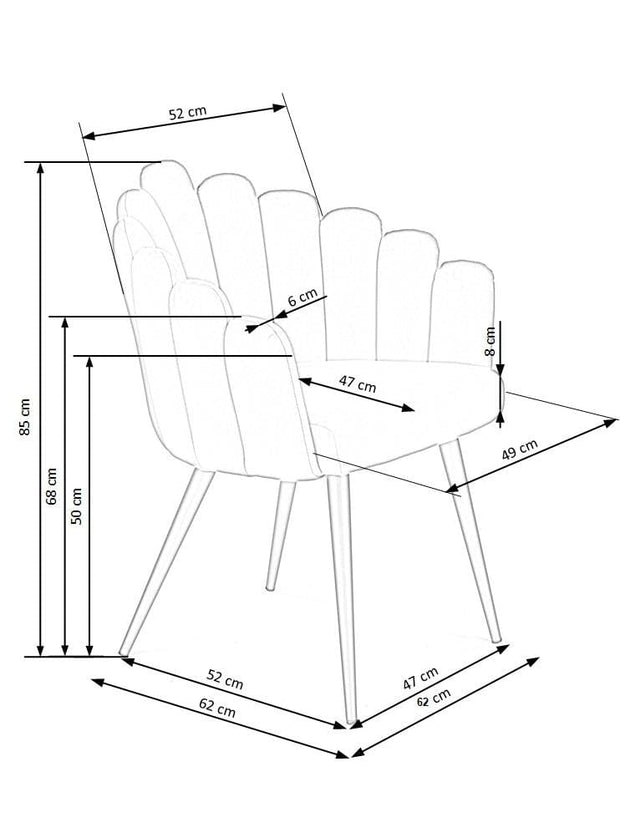 Scaun tapitat cu stofa si picioare metalice, Kai-410 Velvet Verde Inchis / Negru, l62xA62xH85 cm (10)