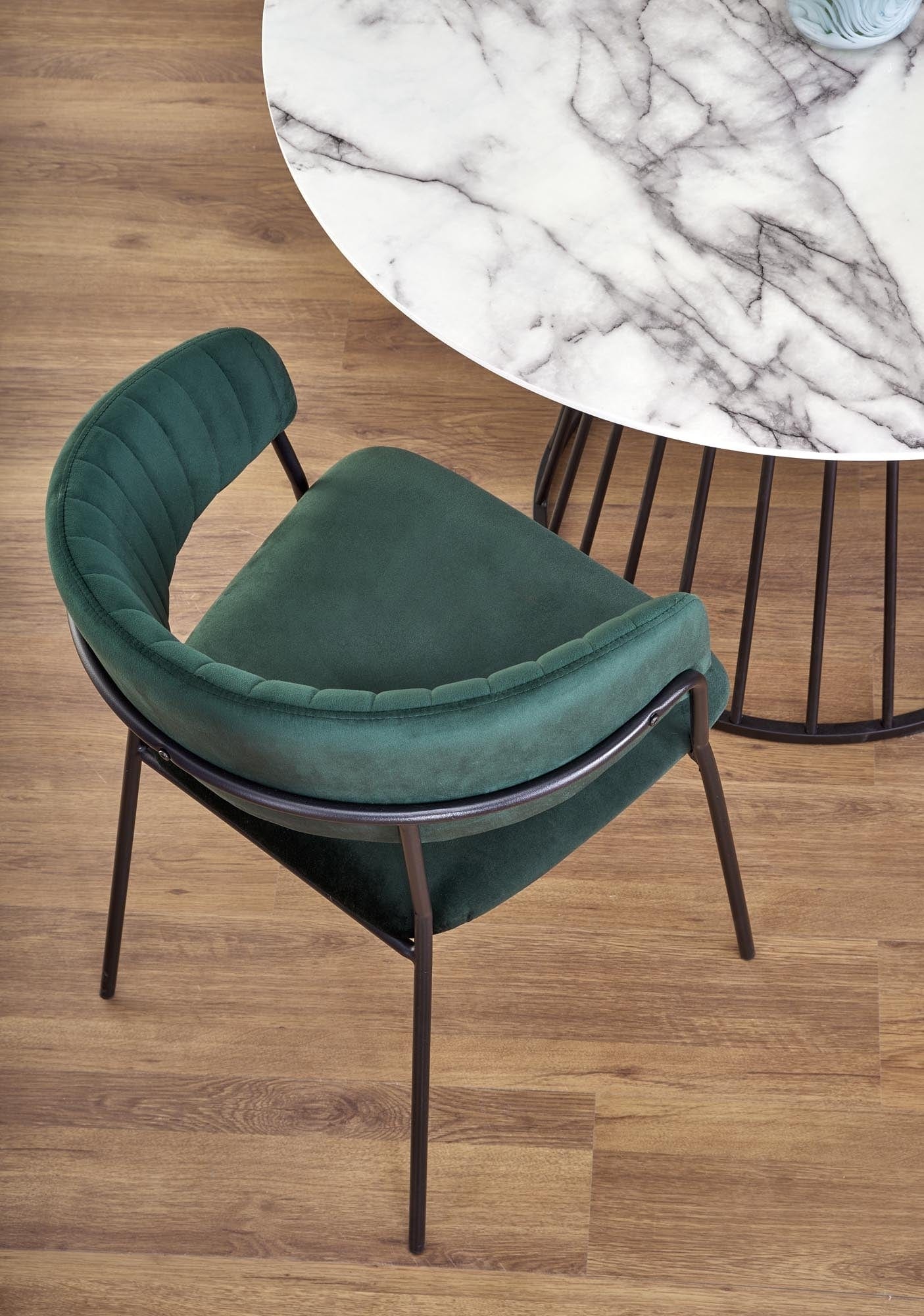 Halmar Scaun tapitat cu stofa si picioare metalice, Kai-426 Velvet Verde inchis / Negru, l57xA54xH79 cm