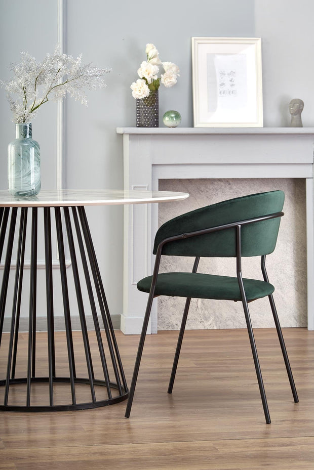 Halmar Scaun tapitat cu stofa si picioare metalice, Kai-426 Velvet Verde inchis / Negru, l57xA54xH79 cm