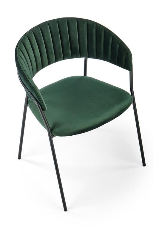 Halmar Scaun tapitat cu stofa si picioare metalice, Kai-426 Velvet Verde inchis / Negru, l57xA54xH79 cm