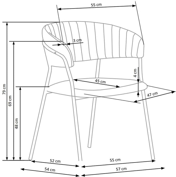 Halmar Scaun tapitat cu stofa si picioare metalice, Kai-426 Velvet Verde inchis / Negru, l57xA54xH79 cm