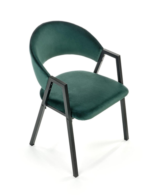 Halmar Scaun tapitat cu stofa si picioare metalice, Kai-473 Velvet Verde Inchis / Negru, l54xA58xH82 cm
