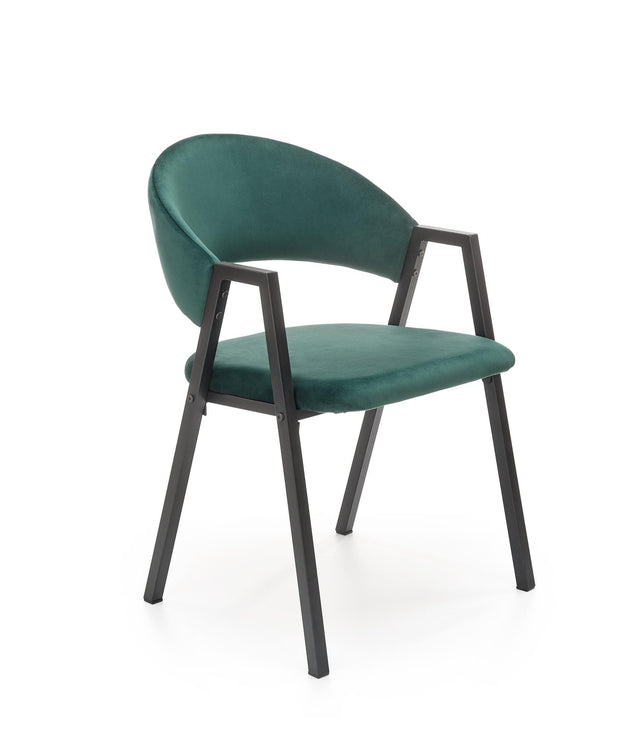Halmar Scaun tapitat cu stofa si picioare metalice, Kai-473 Velvet Verde Inchis / Negru, l54xA58xH82 cm