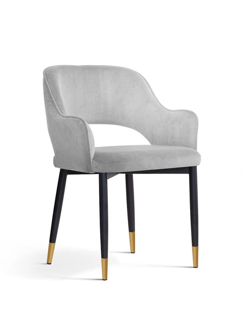 Atreve Scaun tapitat cu stofa si picioare metalice, Mercy Velvet Argintiu / Negru / Auriu, l54xA61xH78 cm