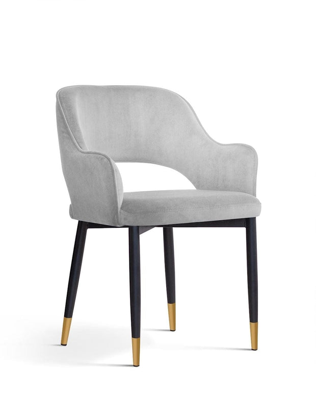 Atreve Scaun tapitat cu stofa si picioare metalice, Mercy Velvet Argintiu / Negru / Auriu, l54xA61xH78 cm