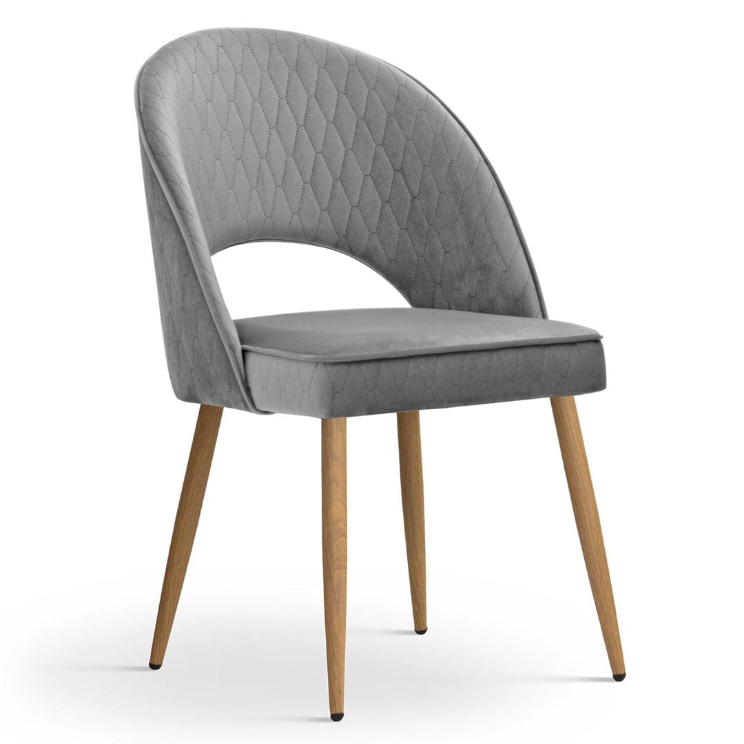 Atreve Scaun tapitat cu stofa si picioare metalice, Ponte Velvet Gri / Stejar, l54xA63xH89 cm