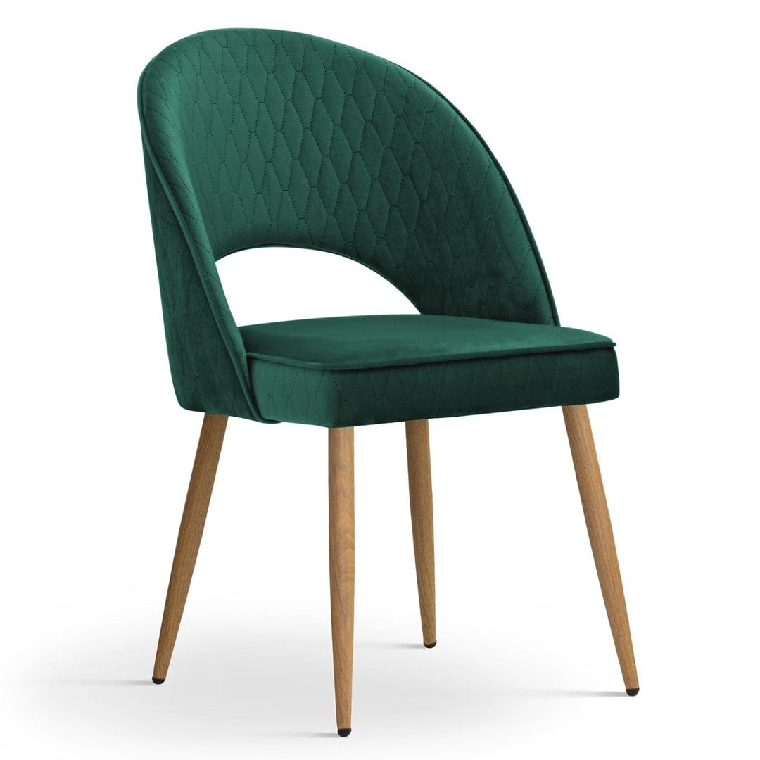 Atreve Scaun tapitat cu stofa si picioare metalice, Ponte Velvet Verde / Stejar, l54xA63xH89 cm