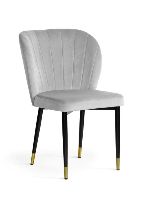 Atreve Scaun tapitat cu stofa si picioare metalice, Shelly Velvet Argintiu / Negru / Auriu, l53xA57xH88 cm