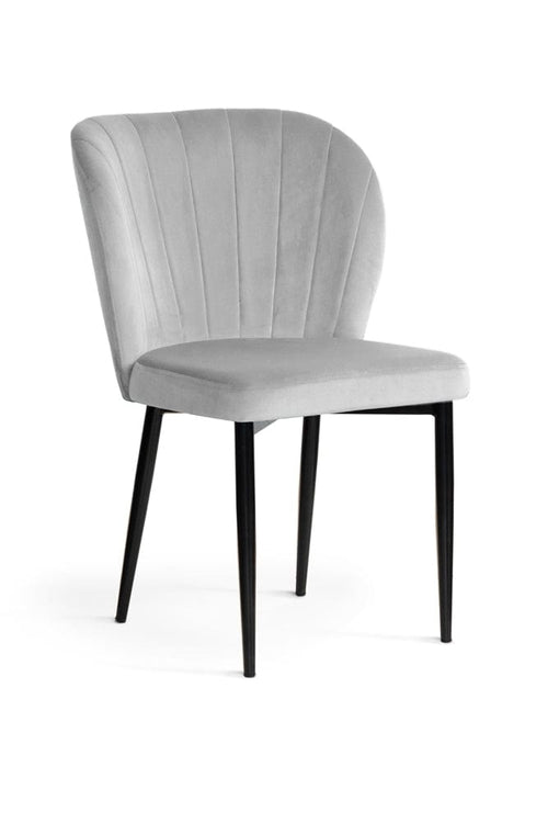 Atreve Scaun tapitat cu stofa si picioare metalice, Shelly Velvet Argintiu / Negru, l53xA57xH88 cm