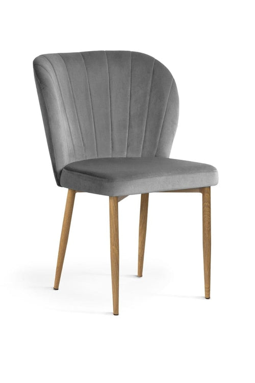 Atreve Scaun tapitat cu stofa si picioare metalice, Shelly Velvet Gri / Stejar, l53xA57xH88 cm