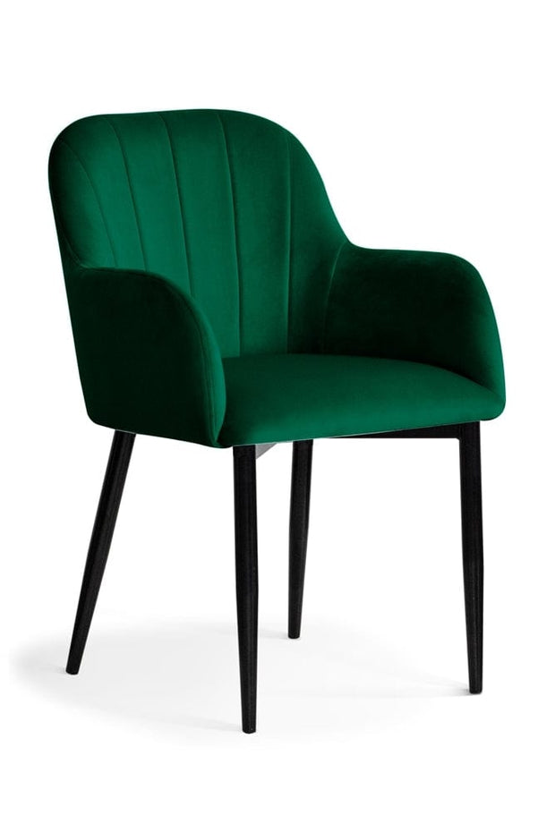 Atreve Scaun tapitat cu stofa si picioare metalice, Tulip Velvet Verde / Negru, l57xA57xH83 cm