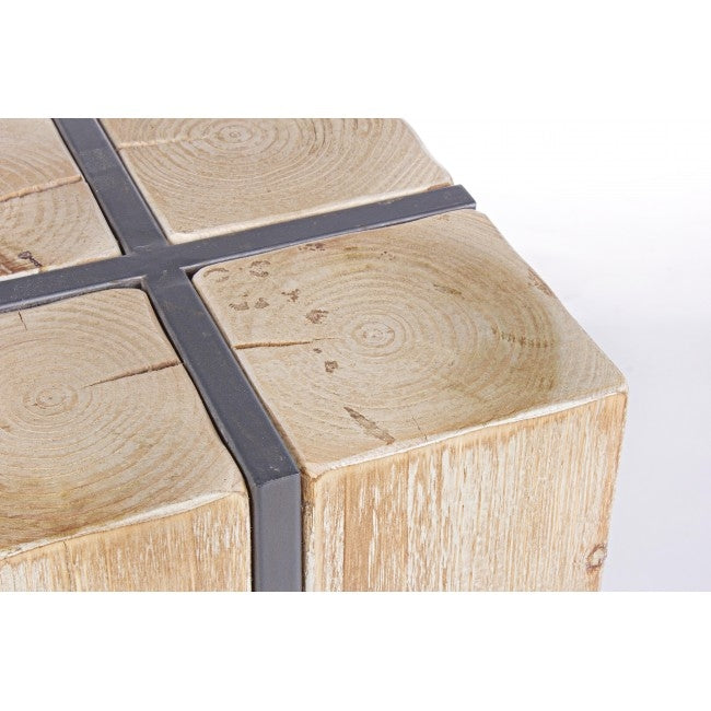 Scaun de bar din lemn de brad, cu picioare metalice Garrett Natural, l32xA32xH70 cm (2)