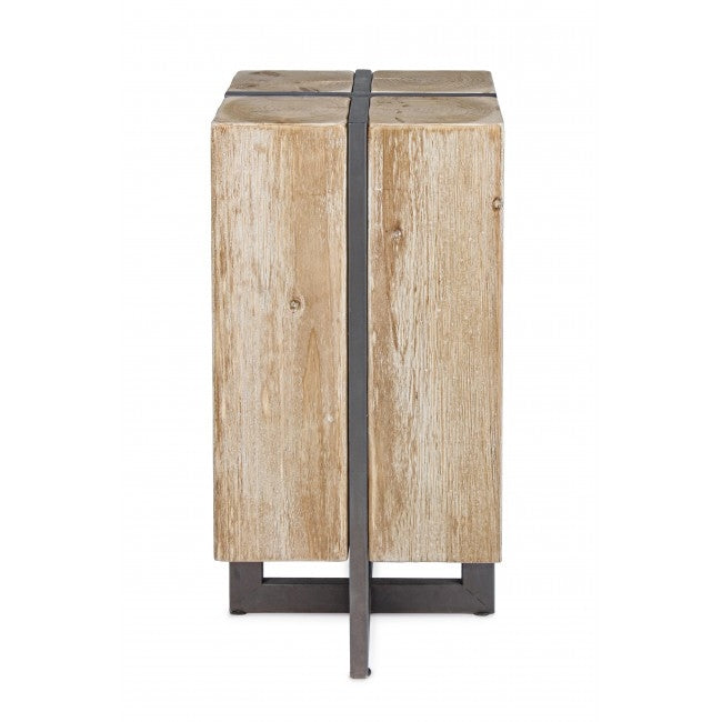 Scaun de bar din lemn de brad, cu picioare metalice Garrett Natural, l32xA32xH70 cm (1)
