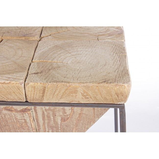 Scaun de bar din lemn de brad, cu picioare metalice Prismy Natural, l38xA38xH70 cm (2)