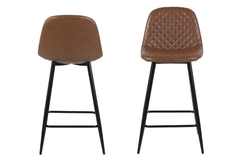 Set 2 scaune de bar tapitate cu piele ecologica si picioare metalice Wilma Maro / Negru, l43,5xA48,5xH91 cm (5)