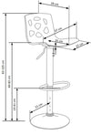 Scaun de bar din plastic cu picior metalic, Hoku-48 Alb / Crom, l37xA39xH83-105 cm (1)