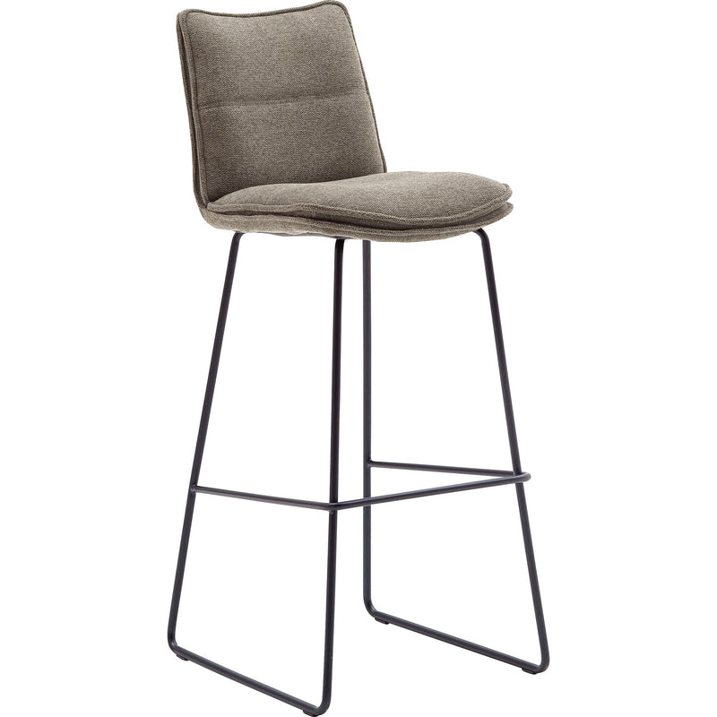 Set 2 scaune de bar rotative tapitate cu stofa si picioare metalice, Hampton Capuccino / Negru, l45xA54xH110 cm (2)