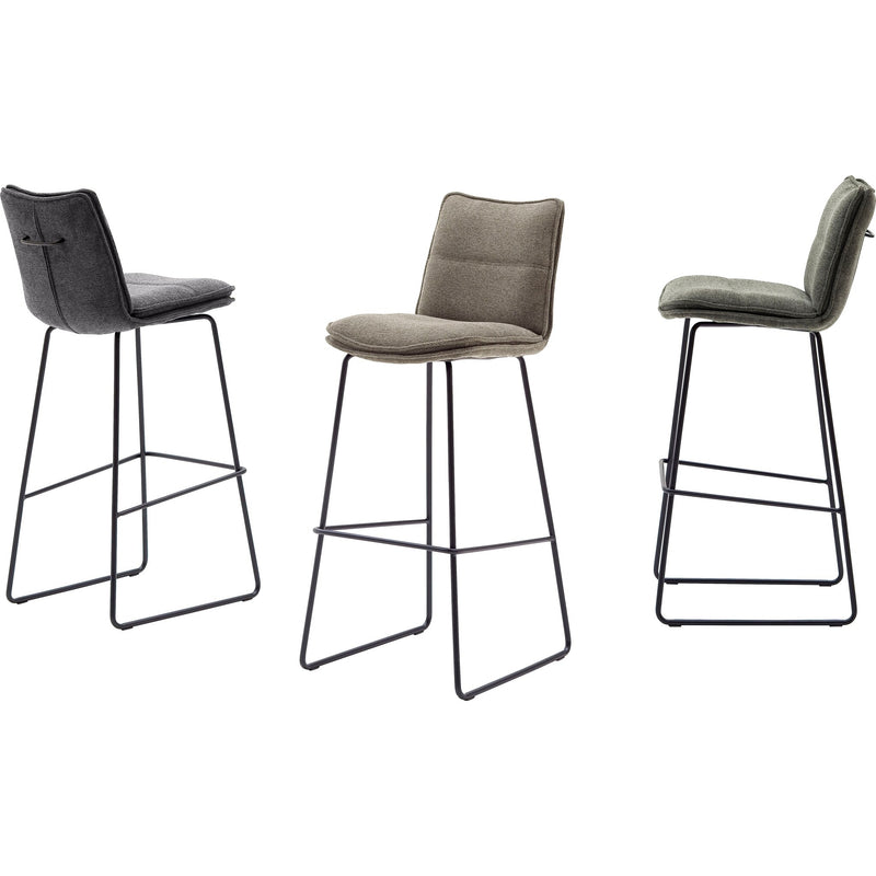 Set 2 scaune de bar rotative tapitate cu stofa si picioare metalice, Hampton Capuccino / Negru, l45xA54xH110 cm (1)