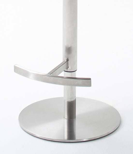 Scaun de bar rotativ tapitat cu stofa si picior metalic, Rabea Gri / Crom, l40xA58xH91-116 cm (4)