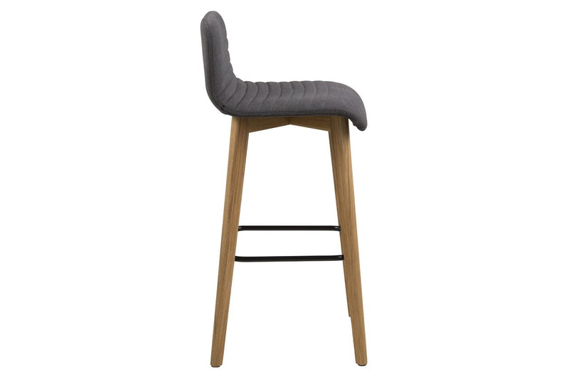 Set 2 scaune de bar tapitate cu stofa si picioare din lemn Arosa Antracit / Stejar, l44xA47xH101 cm (2)