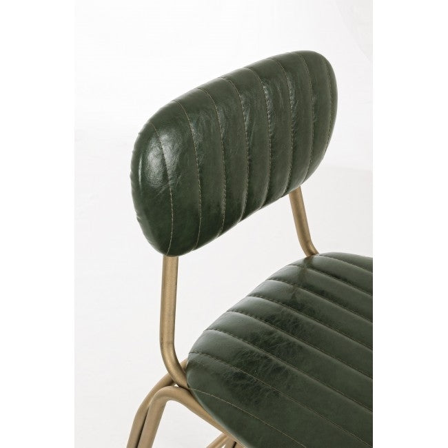 Scaun de bar tapitat cu piele ecologica, cu picioare metalice Addy Verde inchis, l41xA51xH100 cm (3)