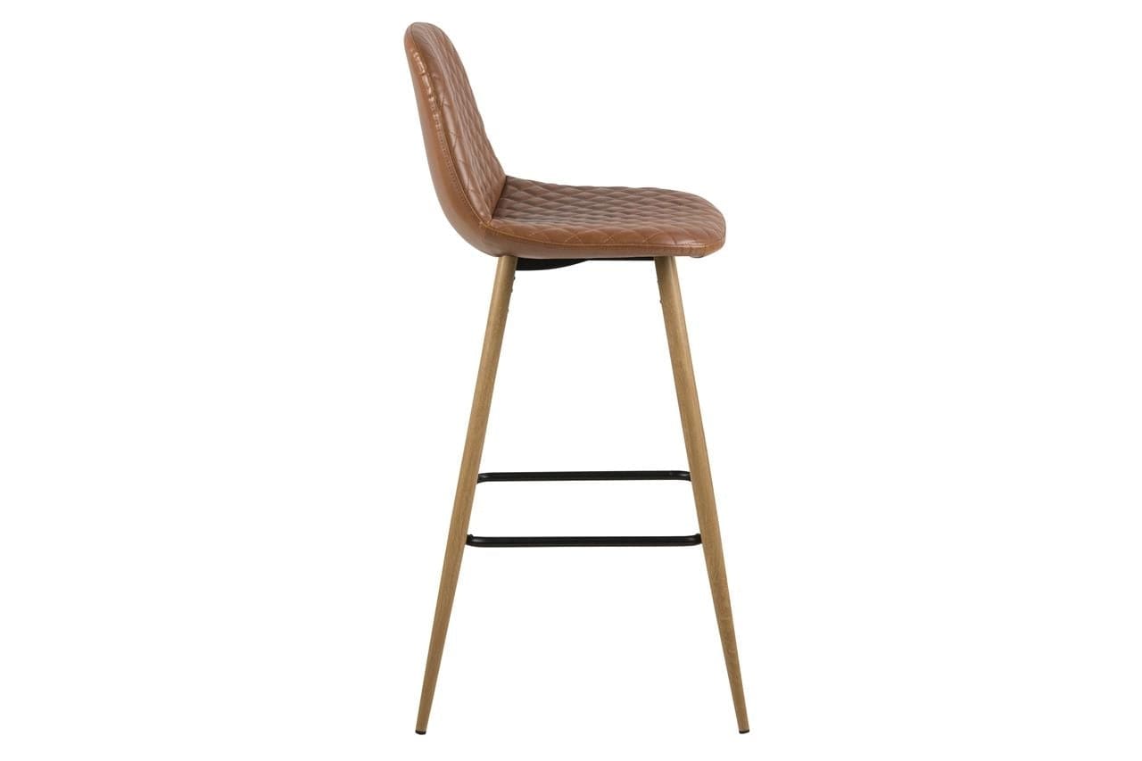 Set 2 scaune de bar tapitate cu piele ecologica si picioare metalice Wilma Maro / Stejar, l46,6xA51xH101 cm (4)