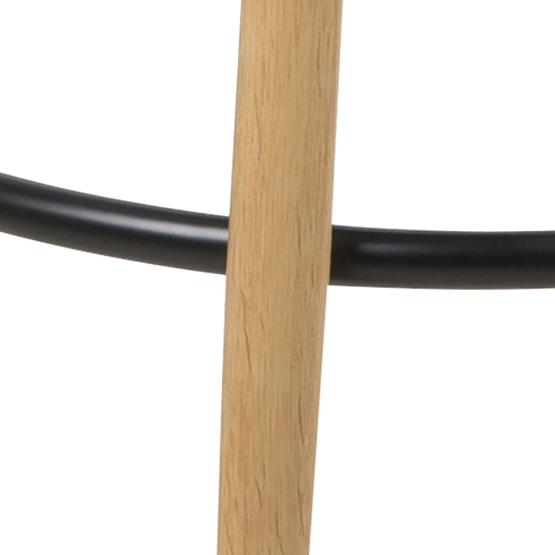 Scaun de bar tapitat cu stofa si picioare din lemn Hector Gri / Stejar, Ø41xH77 cm (5)