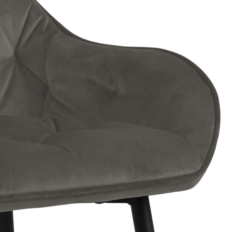 Set 2 scaune de bar tapitate cu stofa si picioare metalice Brooke Velvet Grej / Negru, l52xA53xH104 cm (3)