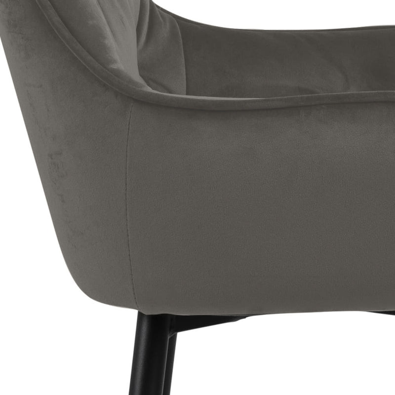Set 2 scaune de bar tapitate cu stofa si picioare metalice Brooke Velvet Grej / Negru, l52xA53xH104 cm (2)