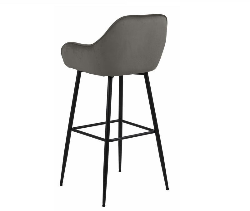 Set 2 scaune de bar tapitate cu stofa si picioare metalice Brooke Velvet Grej / Negru, l52xA53xH104 cm (1)
