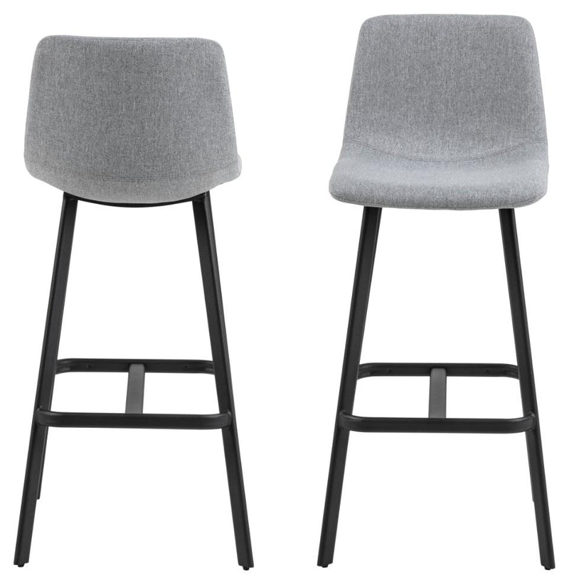 Set 2 scaune de bar tapitate cu stofa si picioare metalice, Oregon Gri deschis / Negru, l46,5xA50xH103 cm (2)