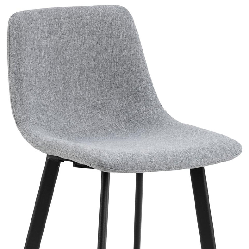 Set 2 scaune de bar tapitate cu stofa si picioare metalice, Oregon Gri deschis / Negru, l46,5xA50xH103 cm (4)