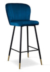 Scaun de bar tapitat cu stofa si picioare metalice, Shelly Velvet Bleumarin / Negru / Auriu, l49xA54xH107 cm