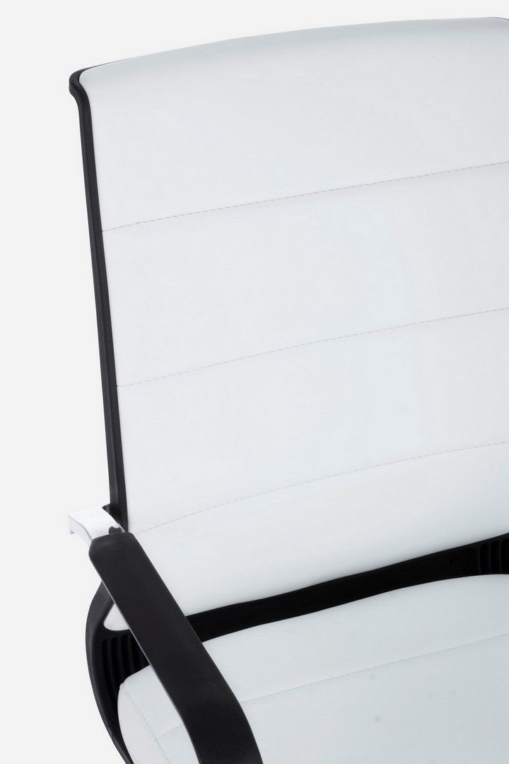 Scaun de birou directorial tapitat cu piele ecologica Brent Alb / Negru, l58xA50xH98-108 cm (1)