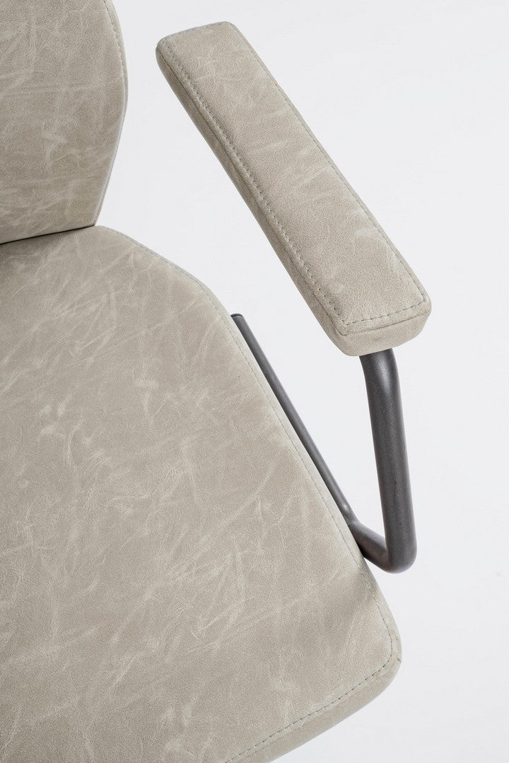 Scaun de birou ergonomic, tapitat cu piele ecologica Jamie Gri Deschis, l67xA58xH109-119 cm (5)