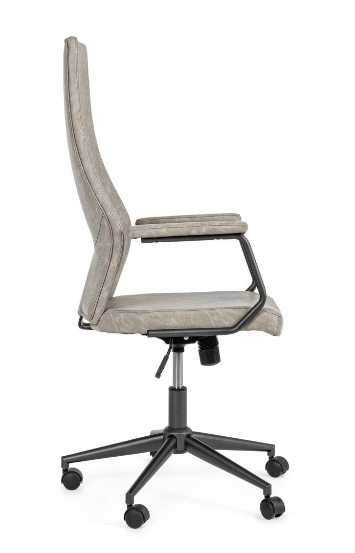 Scaun de birou ergonomic, tapitat cu piele ecologica Jamie Gri Deschis, l67xA58xH109-119 cm (2)