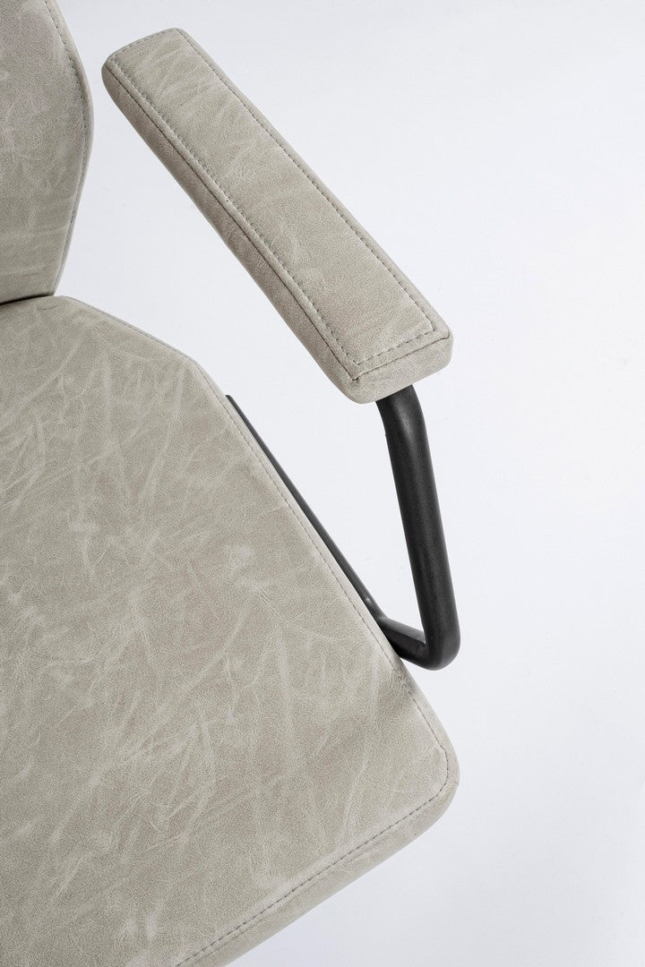 Scaun de birou ergonomic, tapitat cu piele ecologica Jamie Small Gri Deschis, l67xA58xH93-105 cm (5)
