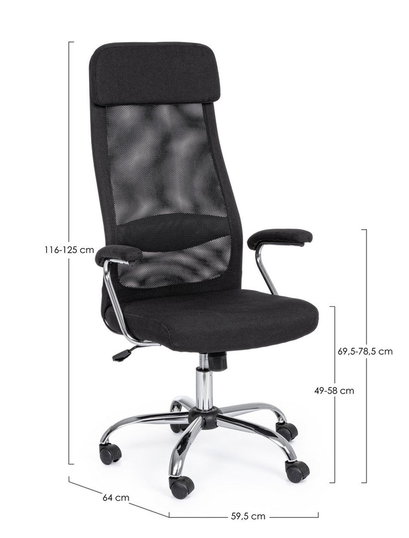 Scaun de birou ergonomic, tapitat cu stofa Clarissa Negru, l59,5xA64xH116-125 cm (6)